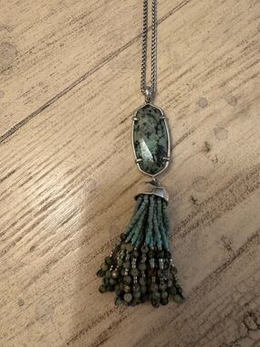 Kendra Scott RARE Silver & Turquoise Dove Tassel Statement Necklace. Worn 2x.